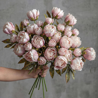 Thiccywoov Faux Silk Peony Artificial Flowers Stem for Vase,8 Pcs,Brownish | Brownish Fake Peonies Branches with Stems, for Fall Autumn Home DIY Bouquet Centerpieces Wedding Arrangements Shower Decor