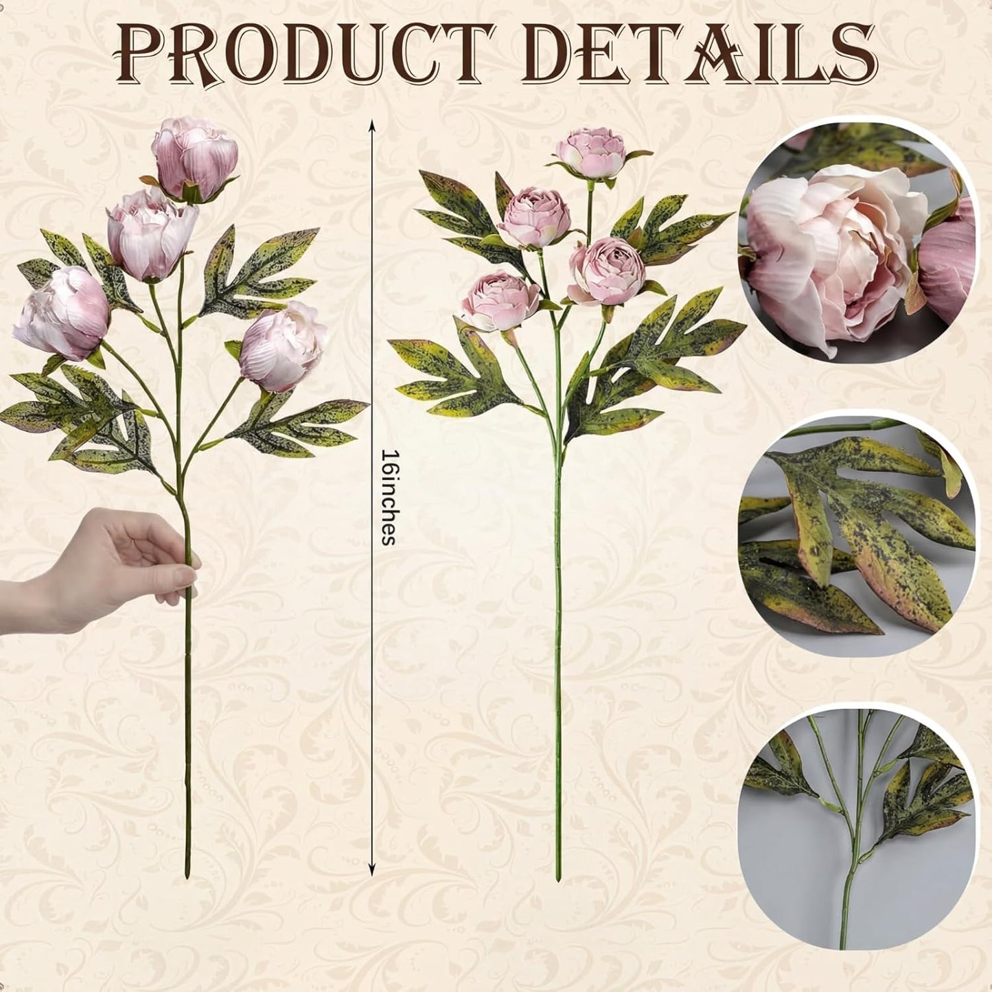 Thiccywoov Faux Silk Peony Artificial Flowers Stem for Vase,8 Pcs,Brownish | Brownish Fake Peonies Branches with Stems, for Fall Autumn Home DIY Bouquet Centerpieces Wedding Arrangements Shower Decor