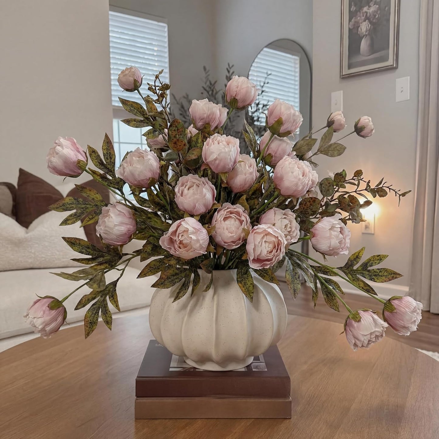 Thiccywoov Faux Silk Peony Artificial Flowers Stem for Vase,8 Pcs,Brownish | Brownish Fake Peonies Branches with Stems, for Fall Autumn Home DIY Bouquet Centerpieces Wedding Arrangements Shower Decor