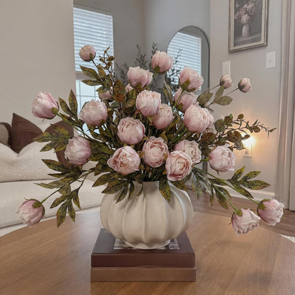 Thiccywoov Faux Silk Peony Artificial Flowers Stem for Vase,8 Pcs,Brownish | Brownish Fake Peonies Branches with Stems, for Fall Autumn Home DIY Bouquet Centerpieces Wedding Arrangements Shower Decor