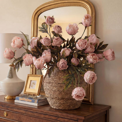 Thiccywoov Faux Silk Peony Artificial Flowers Stem for Vase,8 Pcs,Brownish | Brownish Fake Peonies Branches with Stems, for Fall Autumn Home DIY Bouquet Centerpieces Wedding Arrangements Shower Decor