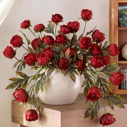 Thiccywoov Faux Silk Peony Artificial Flowers Stem for Vase,8 Pcs,Brownish | Brownish Fake Peonies Branches with Stems, for Fall Autumn Home DIY Bouquet Centerpieces Wedding Arrangements Shower Decor