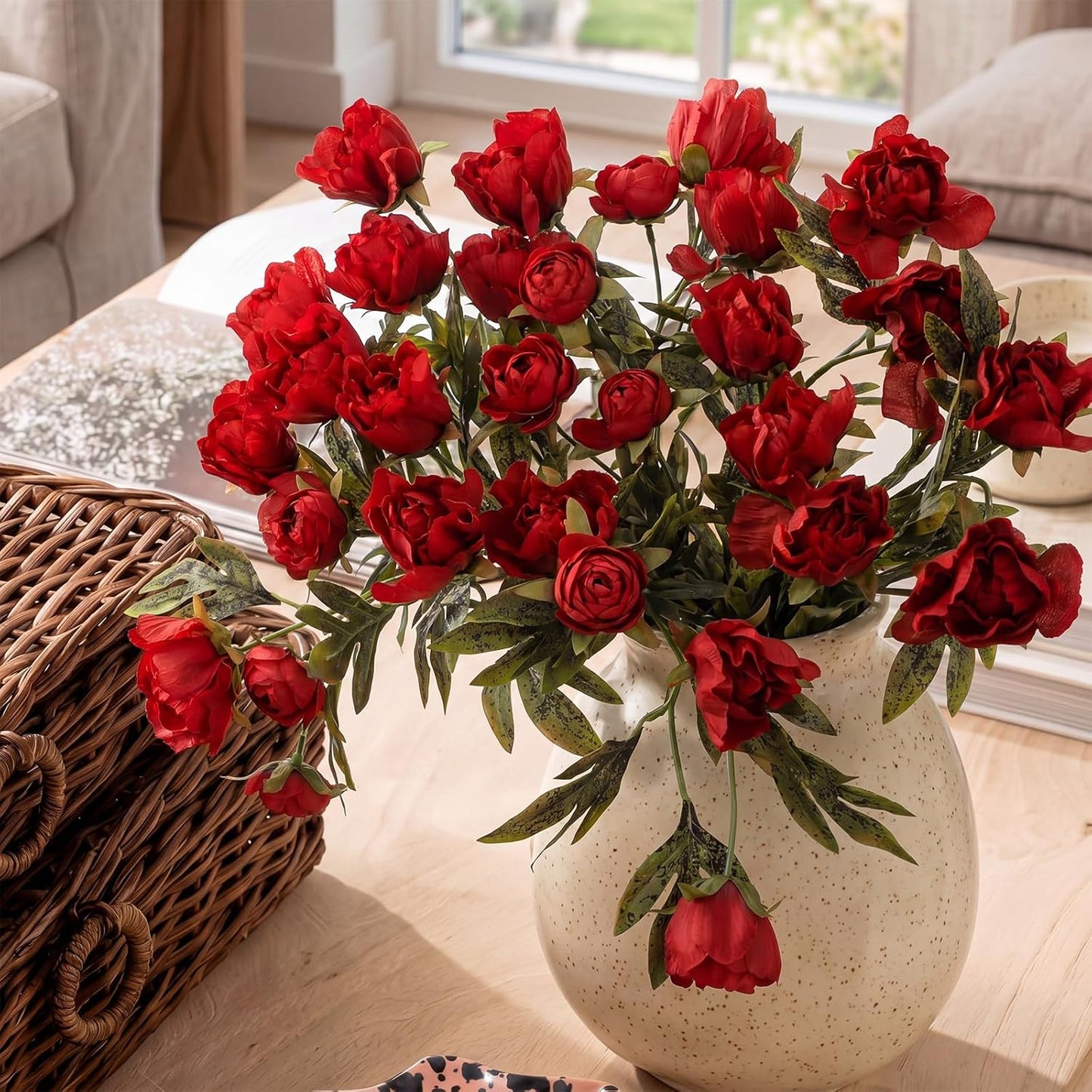 Thiccywoov Faux Silk Peony Artificial Flowers Stem for Vase,8 Pcs,Brownish | Brownish Fake Peonies Branches with Stems, for Fall Autumn Home DIY Bouquet Centerpieces Wedding Arrangements Shower Decor