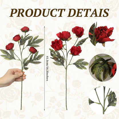 Thiccywoov Faux Silk Peony Artificial Flowers Stem for Vase,8 Pcs,Brownish | Brownish Fake Peonies Branches with Stems, for Fall Autumn Home DIY Bouquet Centerpieces Wedding Arrangements Shower Decor