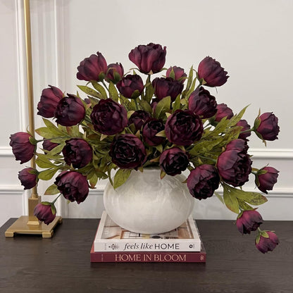 Thiccywoov Faux Silk Peony Artificial Flowers Stem for Vase,8 Pcs,Brownish | Brownish Fake Peonies Branches with Stems, for Fall Autumn Home DIY Bouquet Centerpieces Wedding Arrangements Shower Decor