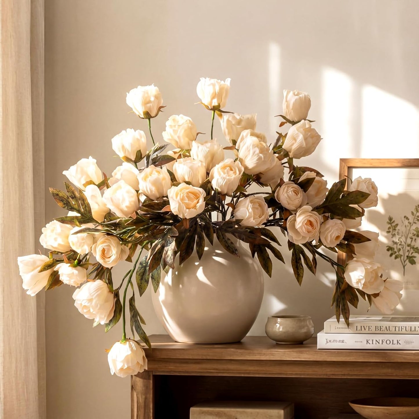 Thiccywoov Faux Silk Peony Artificial Flowers Stem for Vase,8 Pcs,Brownish | Brownish Fake Peonies Branches with Stems, for Fall Autumn Home DIY Bouquet Centerpieces Wedding Arrangements Shower Decor