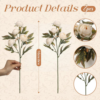 Thiccywoov Faux Silk Peony Artificial Flowers Stem for Vase,8 Pcs,Brownish | Brownish Fake Peonies Branches with Stems, for Fall Autumn Home DIY Bouquet Centerpieces Wedding Arrangements Shower Decor