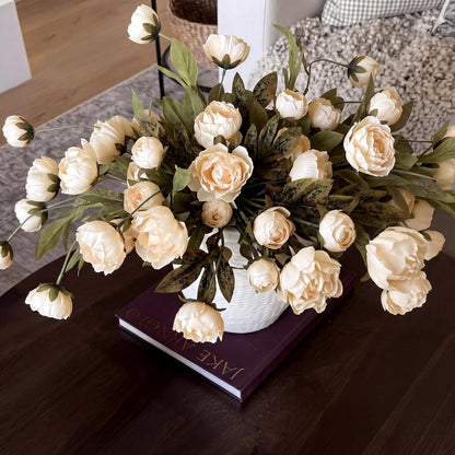 Thiccywoov Faux Silk Peony Artificial Flowers Stem for Vase,8 Pcs,Brownish | Brownish Fake Peonies Branches with Stems, for Fall Autumn Home DIY Bouquet Centerpieces Wedding Arrangements Shower Decor