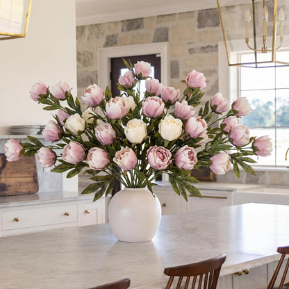 Thiccywoov Faux Silk Peony Artificial Flowers Stem for Vase,8 Pcs,Brownish | Brownish Fake Peonies Branches with Stems, for Fall Autumn Home DIY Bouquet Centerpieces Wedding Arrangements Shower Decor