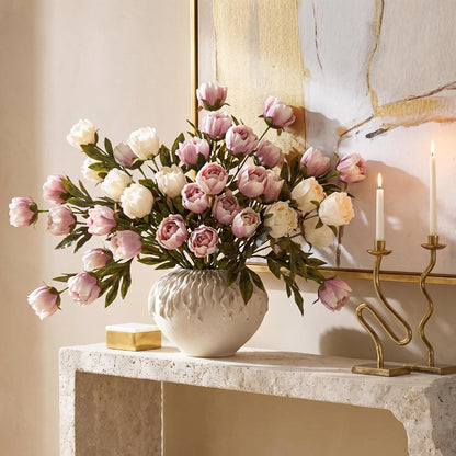 Thiccywoov Faux Silk Peony Artificial Flowers Stem for Vase,8 Pcs,Brownish | Brownish Fake Peonies Branches with Stems, for Fall Autumn Home DIY Bouquet Centerpieces Wedding Arrangements Shower Decor