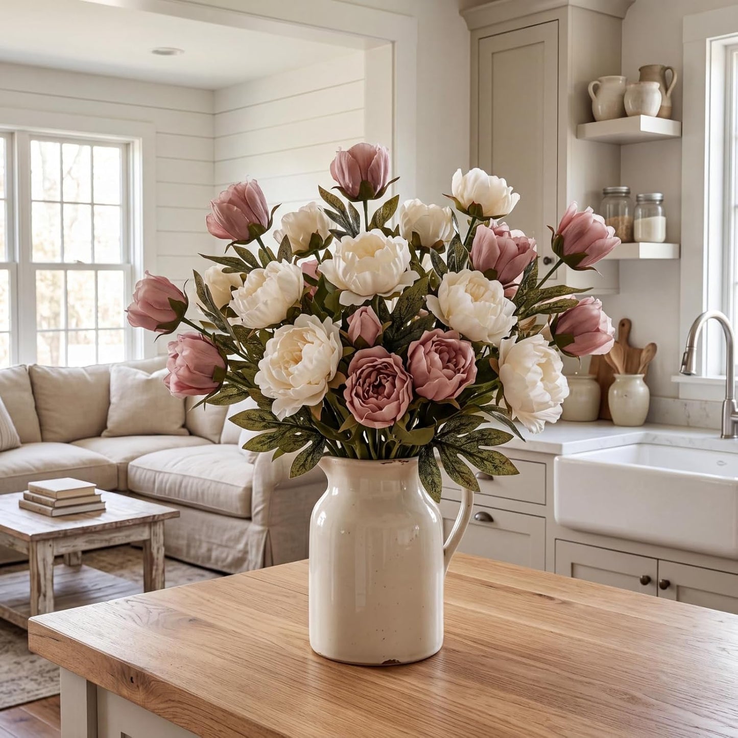 Thiccywoov Faux Silk Peony Artificial Flowers Stem for Vase,8 Pcs,Brownish | Brownish Fake Peonies Branches with Stems, for Fall Autumn Home DIY Bouquet Centerpieces Wedding Arrangements Shower Decor