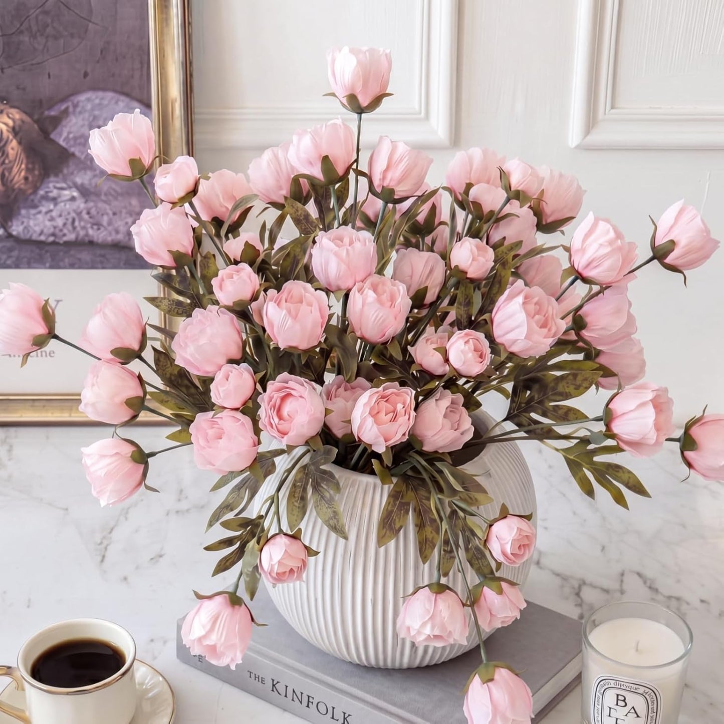 Thiccywoov Faux Silk Peony Artificial Flowers Stem for Vase,8 Pcs,Brownish | Brownish Fake Peonies Branches with Stems, for Fall Autumn Home DIY Bouquet Centerpieces Wedding Arrangements Shower Decor