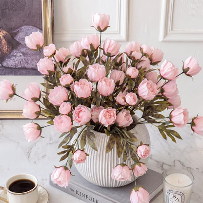 Thiccywoov Faux Silk Peony Artificial Flowers Stem for Vase,8 Pcs,Brownish | Brownish Fake Peonies Branches with Stems, for Fall Autumn Home DIY Bouquet Centerpieces Wedding Arrangements Shower Decor