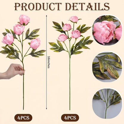 Thiccywoov Faux Silk Peony Artificial Flowers Stem for Vase,8 Pcs,Brownish | Brownish Fake Peonies Branches with Stems, for Fall Autumn Home DIY Bouquet Centerpieces Wedding Arrangements Shower Decor
