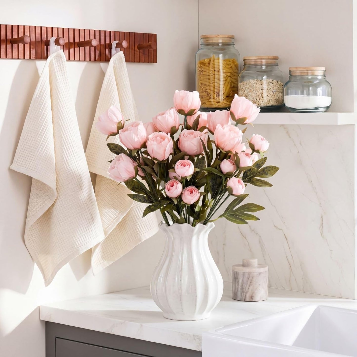 Thiccywoov Faux Silk Peony Artificial Flowers Stem for Vase,8 Pcs,Brownish | Brownish Fake Peonies Branches with Stems, for Fall Autumn Home DIY Bouquet Centerpieces Wedding Arrangements Shower Decor