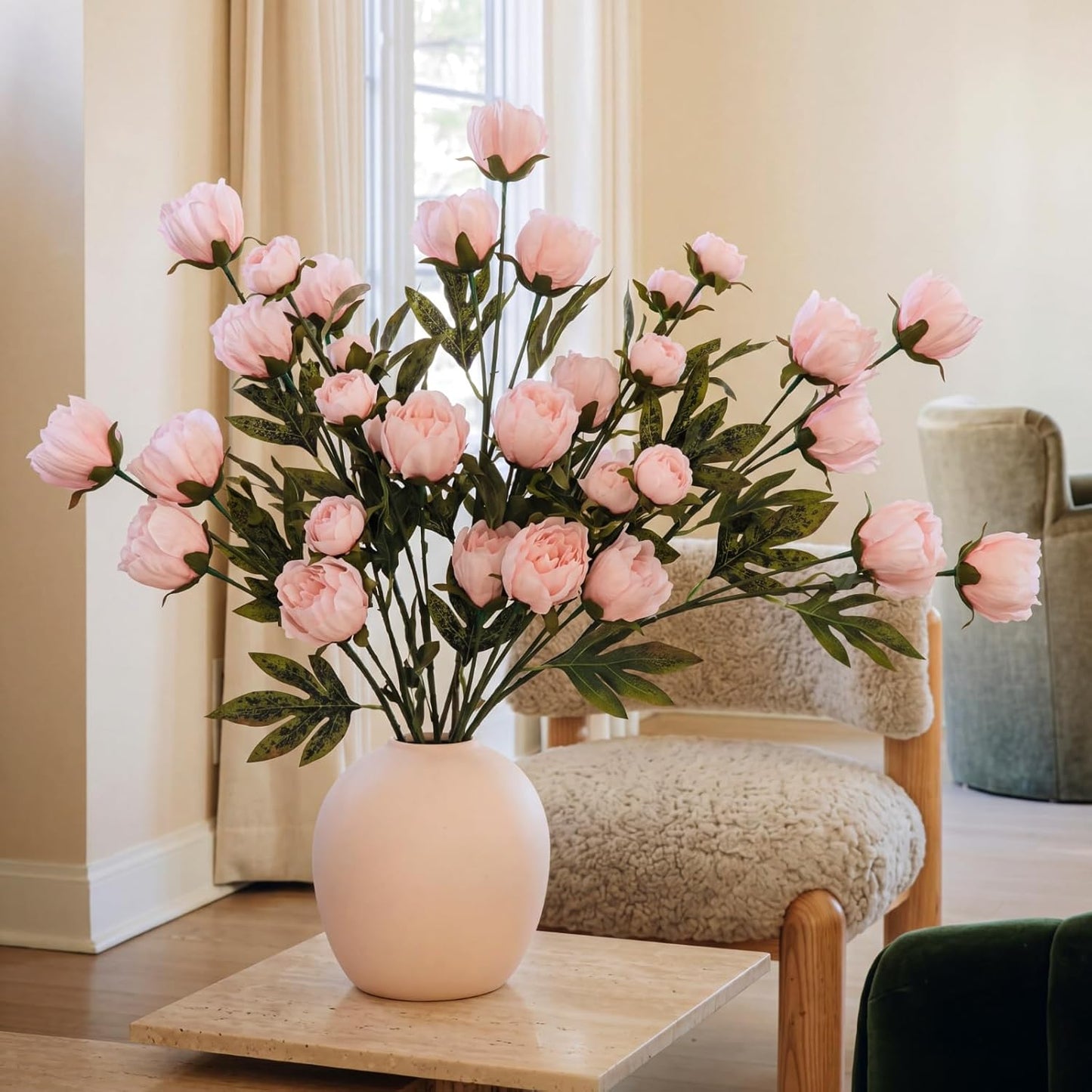 Thiccywoov Faux Silk Peony Artificial Flowers Stem for Vase,8 Pcs,Brownish | Brownish Fake Peonies Branches with Stems, for Fall Autumn Home DIY Bouquet Centerpieces Wedding Arrangements Shower Decor