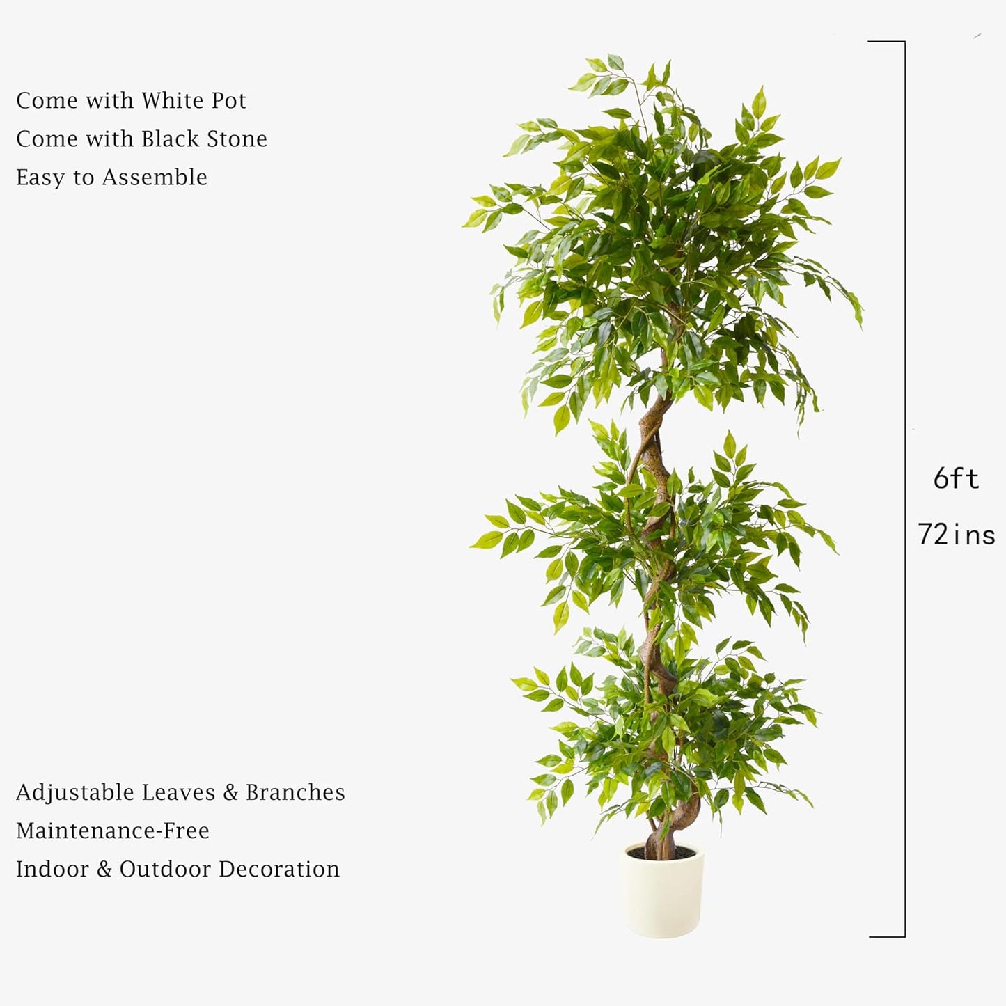 Artificial Eucalyptus Tree 6ft, Faux Plant with Basket, Fake Eucalyptus Trees with White Silver Dollar Leaves, Faux Potted Plants for Home Office Decor Indoor Outdoor