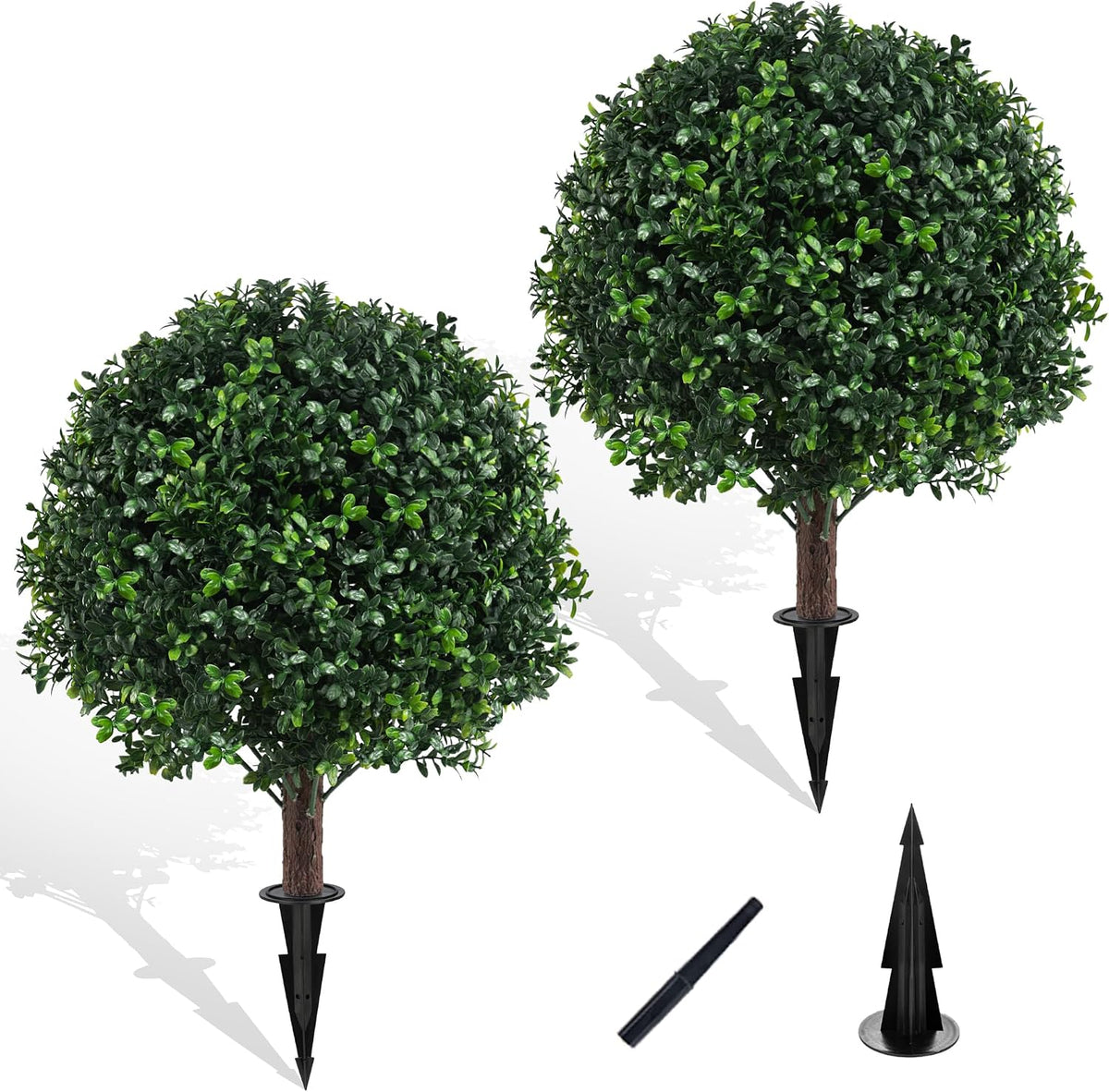 2PCS Faux Boxwood Plants Outdoor Artificial Topiary Ball Trees