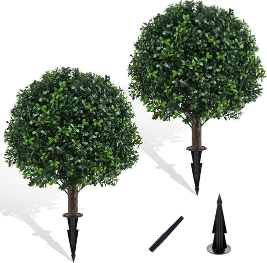 2PCS Faux Boxwood Plants Outdoor Artificial Topiary Ball Trees