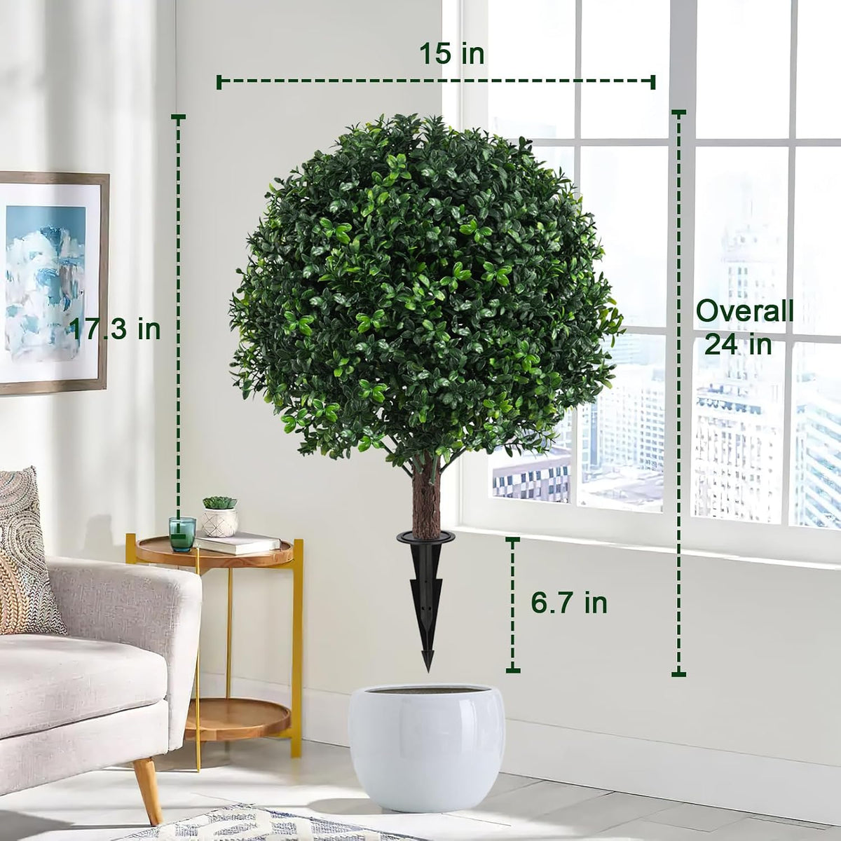 2PCS Faux Boxwood Plants Outdoor Artificial Topiary Ball Trees