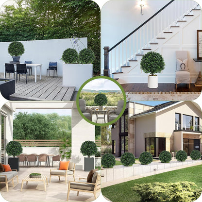 2PCS Faux Boxwood Plants Outdoor Artificial Topiary Ball Trees