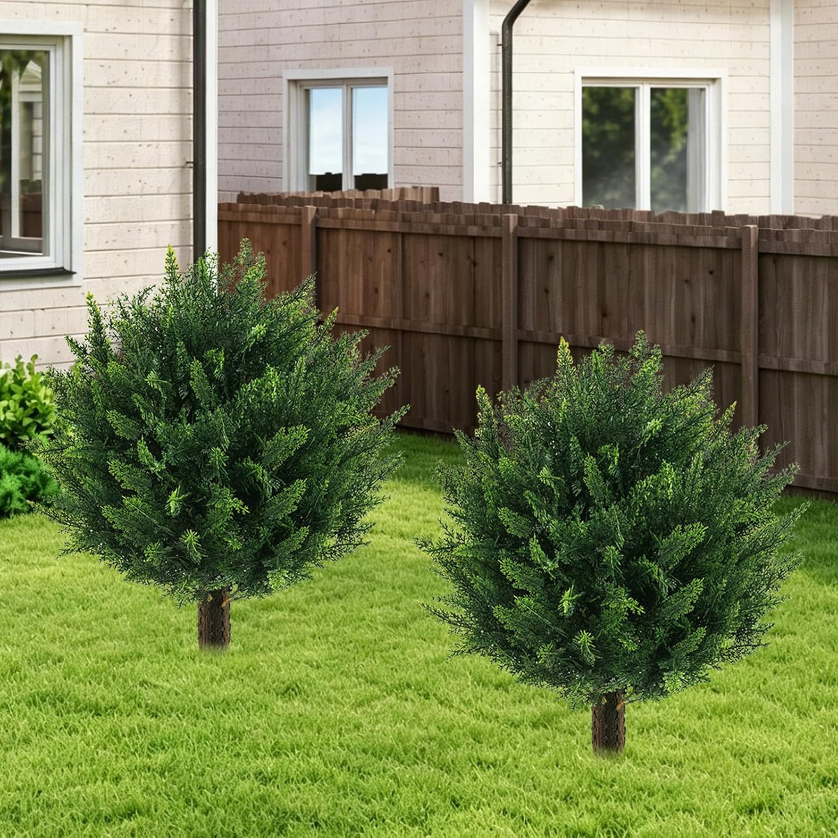 2PCS Faux Boxwood Plants Outdoor Artificial Topiary Ball Trees