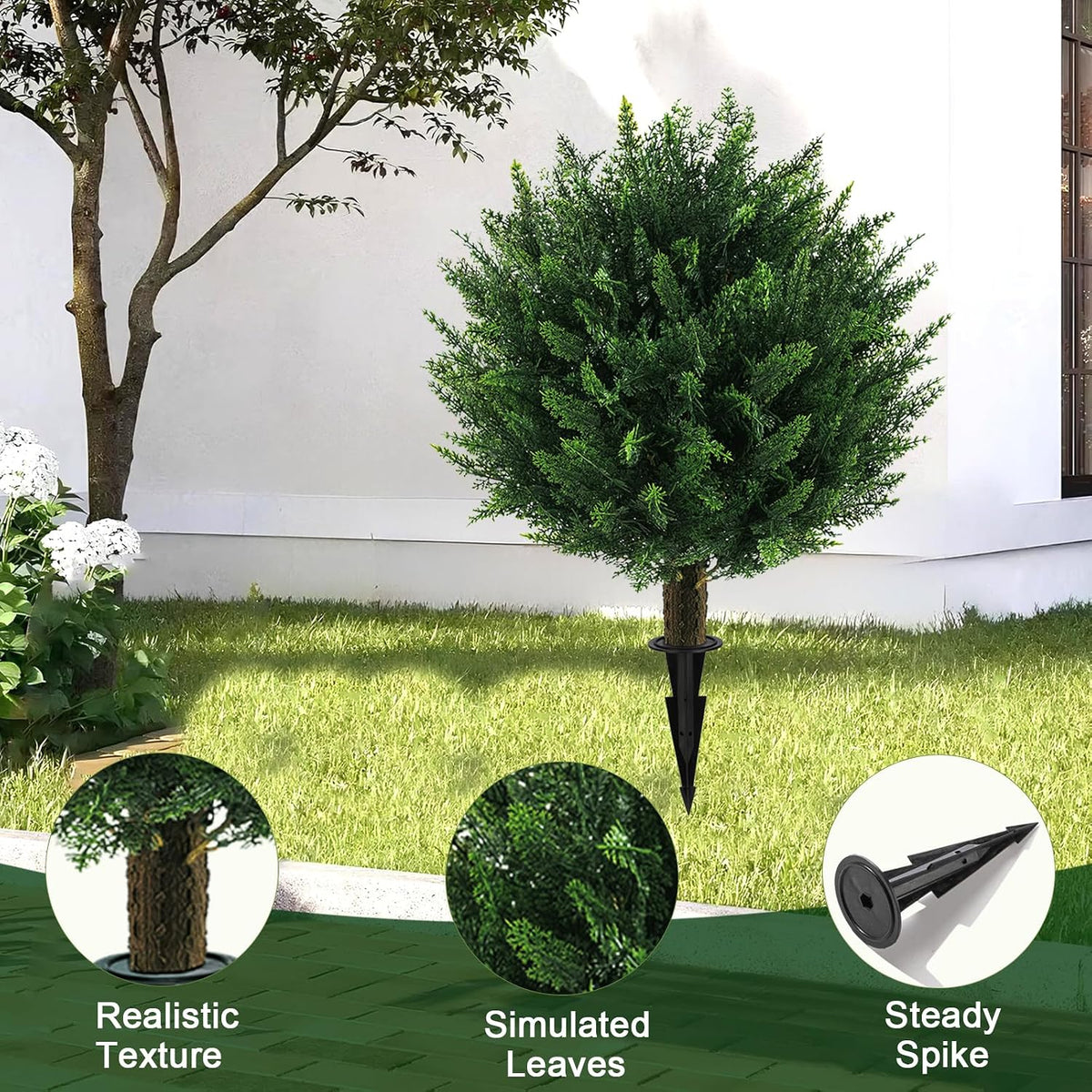 2PCS Faux Boxwood Plants Outdoor Artificial Topiary Ball Trees