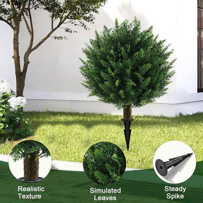 2PCS Faux Boxwood Plants Outdoor Artificial Topiary Ball Trees