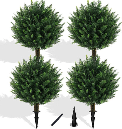 2PCS Faux Boxwood Plants Outdoor Artificial Topiary Ball Trees