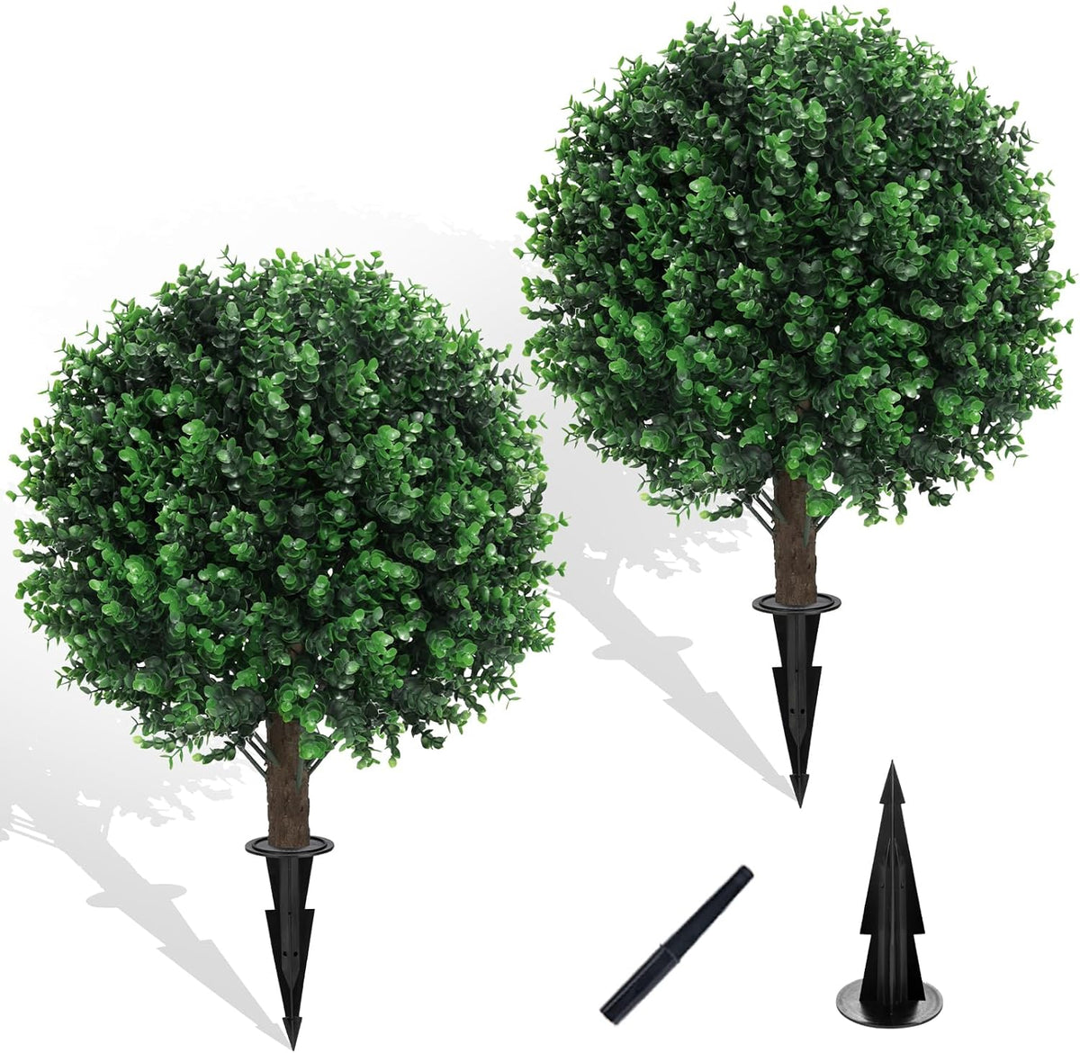 2PCS Faux Boxwood Plants Outdoor Artificial Topiary Ball Trees