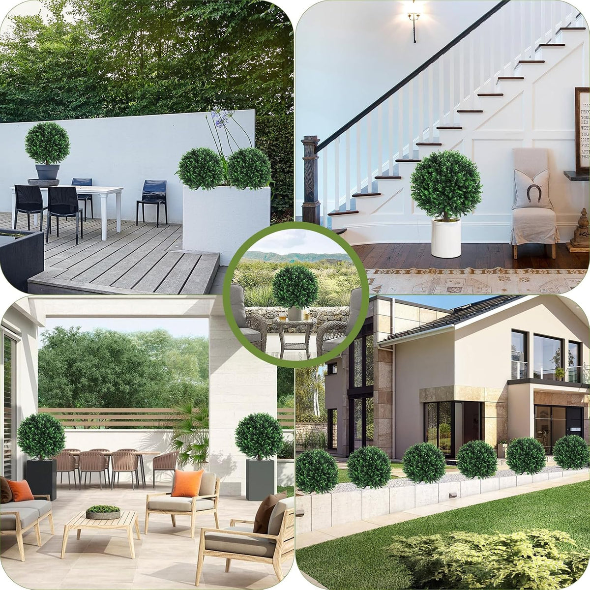 2PCS Faux Boxwood Plants Outdoor Artificial Topiary Ball Trees