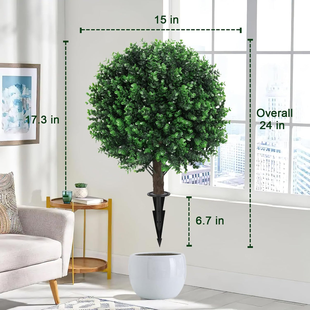 2PCS Faux Boxwood Plants Outdoor Artificial Topiary Ball Trees