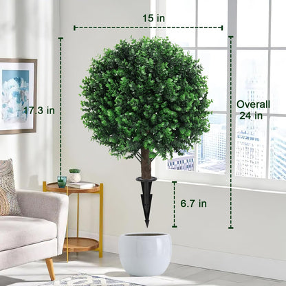 2PCS Faux Boxwood Plants Outdoor Artificial Topiary Ball Trees