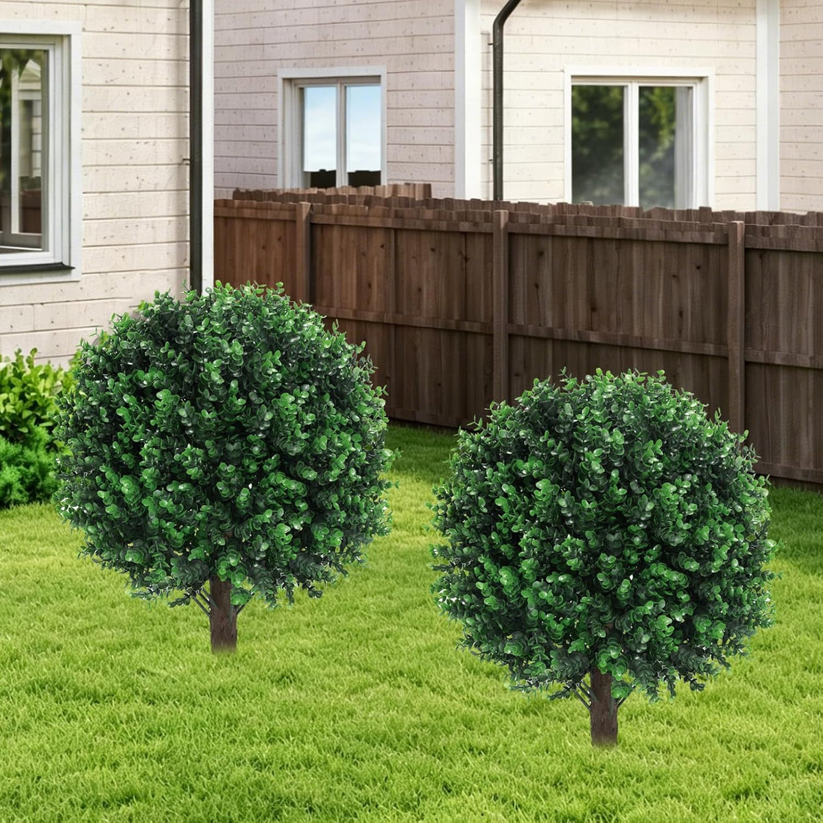 2PCS Faux Boxwood Plants Outdoor Artificial Topiary Ball Trees
