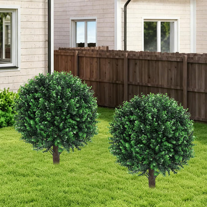 2PCS Faux Boxwood Plants Outdoor Artificial Topiary Ball Trees
