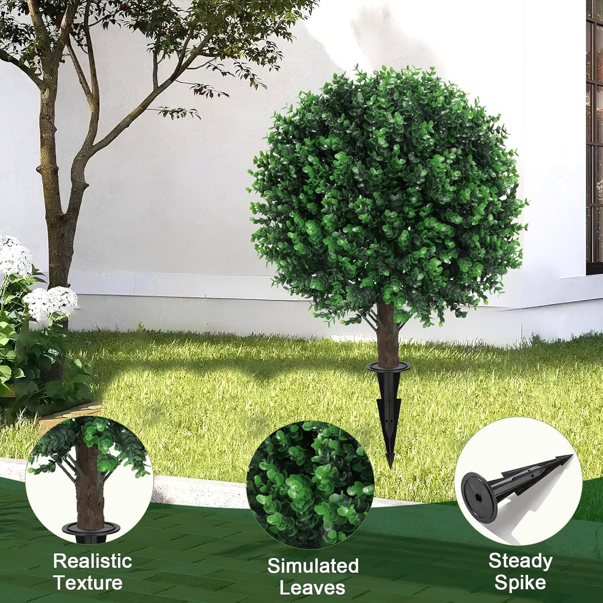 2PCS Faux Boxwood Plants Outdoor Artificial Topiary Ball Trees