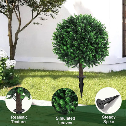 2PCS Faux Boxwood Plants Outdoor Artificial Topiary Ball Trees