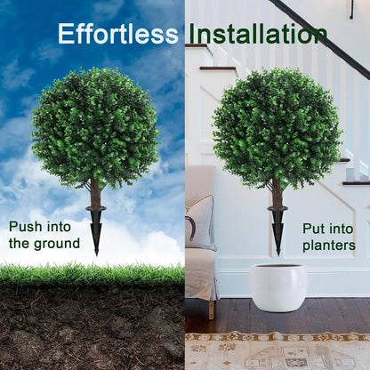 2PCS Faux Boxwood Plants Outdoor Artificial Topiary Ball Trees
