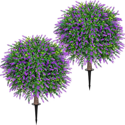 2PCS Faux Boxwood Plants Outdoor Artificial Topiary Ball Trees