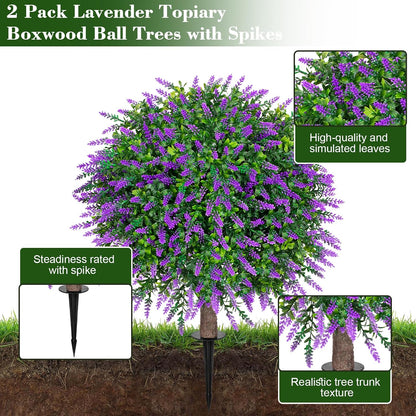 2PCS Faux Boxwood Plants Outdoor Artificial Topiary Ball Trees