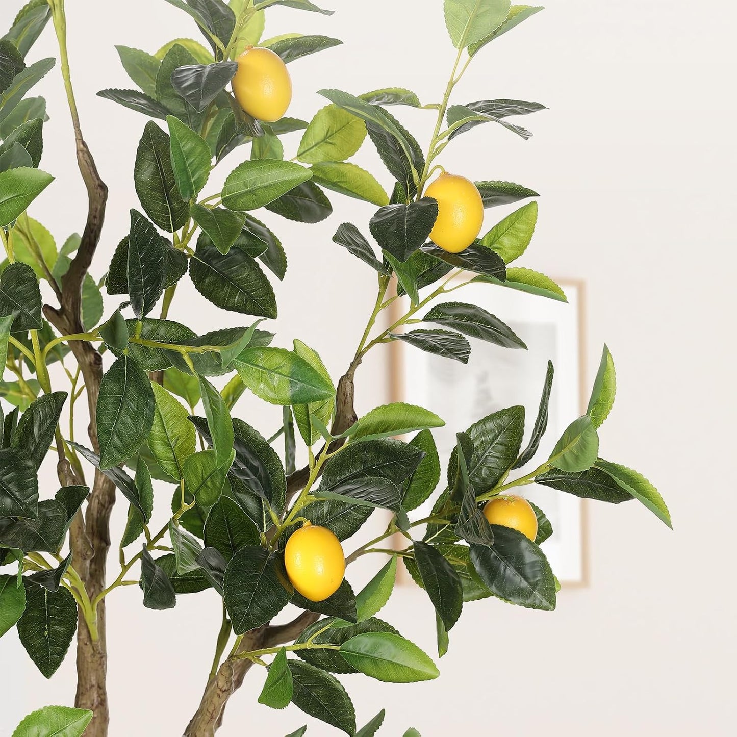 5FT Artificial Lemon Tree with Pot - 60" Fake Lemon Tree with White Tall Planter, Faux Lemon Plant with Realistic Fruits and Silk Leaves, Artificial Plants Indoor for Home Office Kitchen Decor