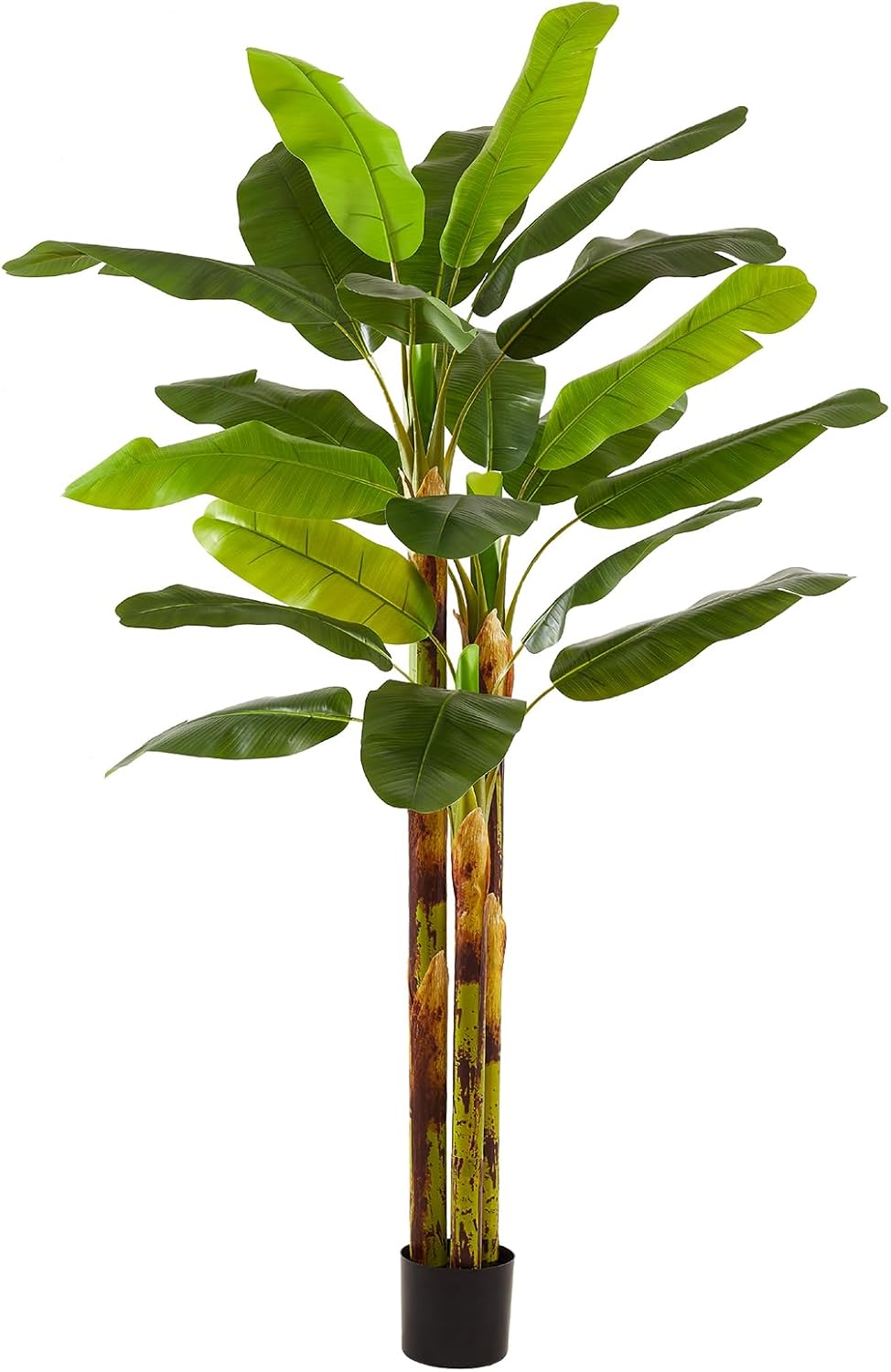 6FT Artificial Banana Tree, Faux Silk Banana Leaf Plant with 3 Stems & 17 Large Real Touch Leaves, Cement Weighted Potted Fake Tropical Tree, Indoor Decor for Living Room Office Patio