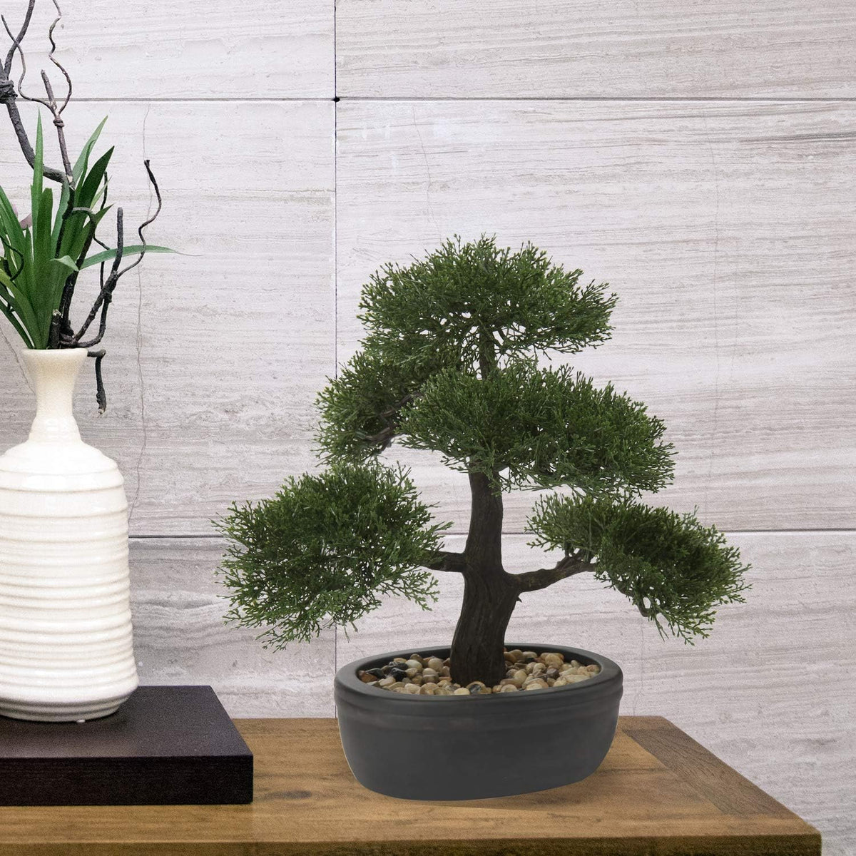 Artificial Bonsai Tree Juniper Faux Plants Indoor Fake Plants Decor with Ceramic Pots for Home Table Office Desk Bathroom Shelf Bedroom Living Room Farmhouse Decorations