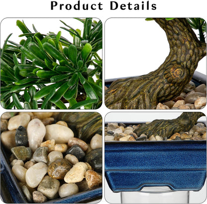 Artificial Bonsai Tree Juniper Faux Plants Indoor Fake Plants Decor with Ceramic Pots for Home Table Office Desk Bathroom Shelf Bedroom Living Room Farmhouse Decorations