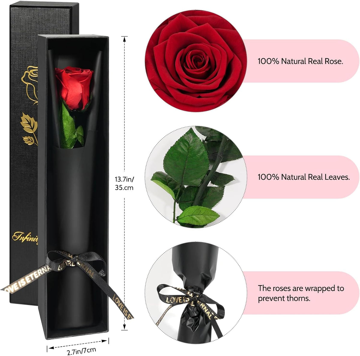 Preserved Flowers Rose Gifts for Women Mom, Mothers Day Rose Flower Gifts for Moms,Forever Real Flowers Mom Birthday Grandma Gifts, Valentines Day Gift for Her Girlfriend Wife Anniversary(Red)