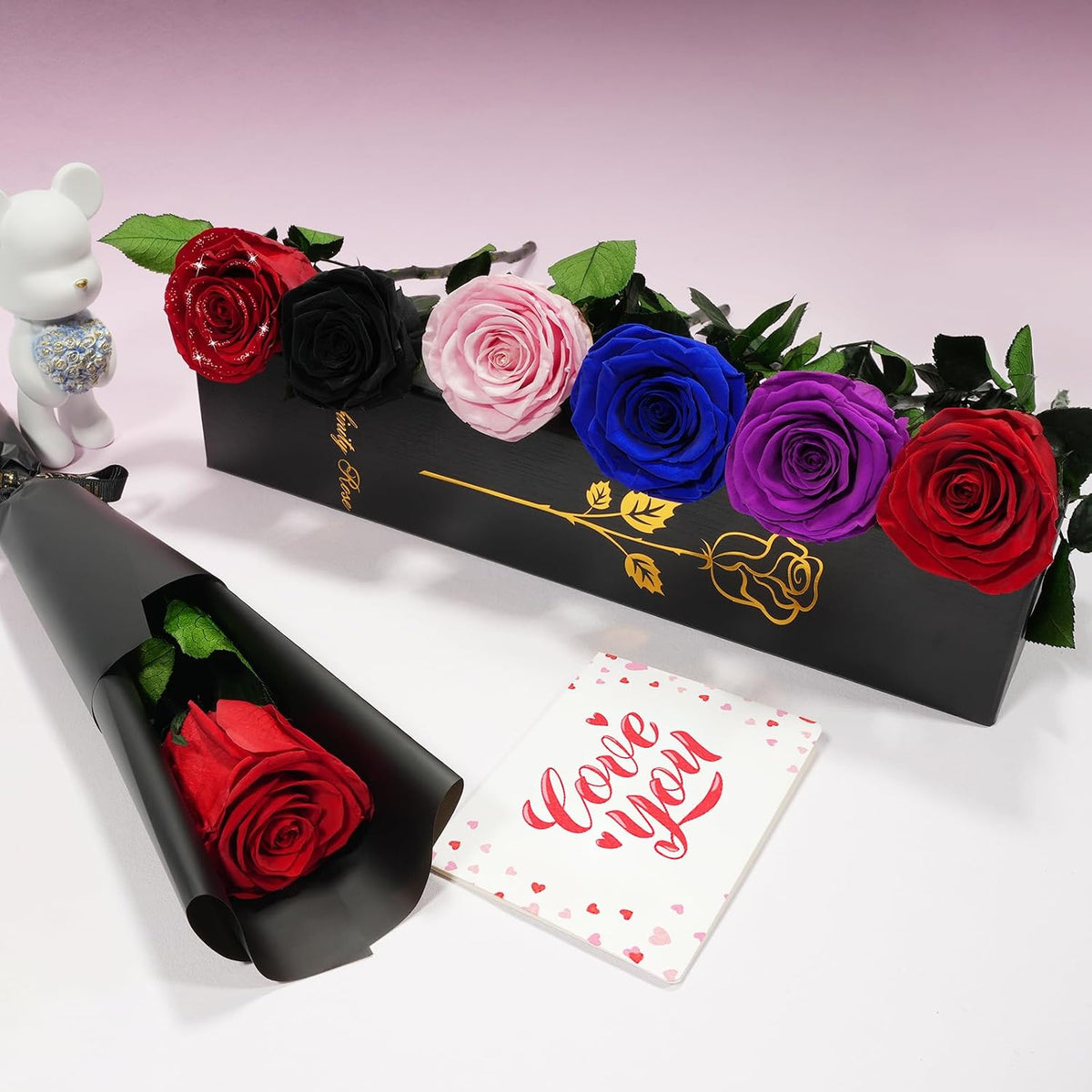 Preserved Flowers Rose Gifts for Women Mom, Mothers Day Rose Flower Gifts for Moms,Forever Real Flowers Mom Birthday Grandma Gifts, Valentines Day Gift for Her Girlfriend Wife Anniversary(Red)