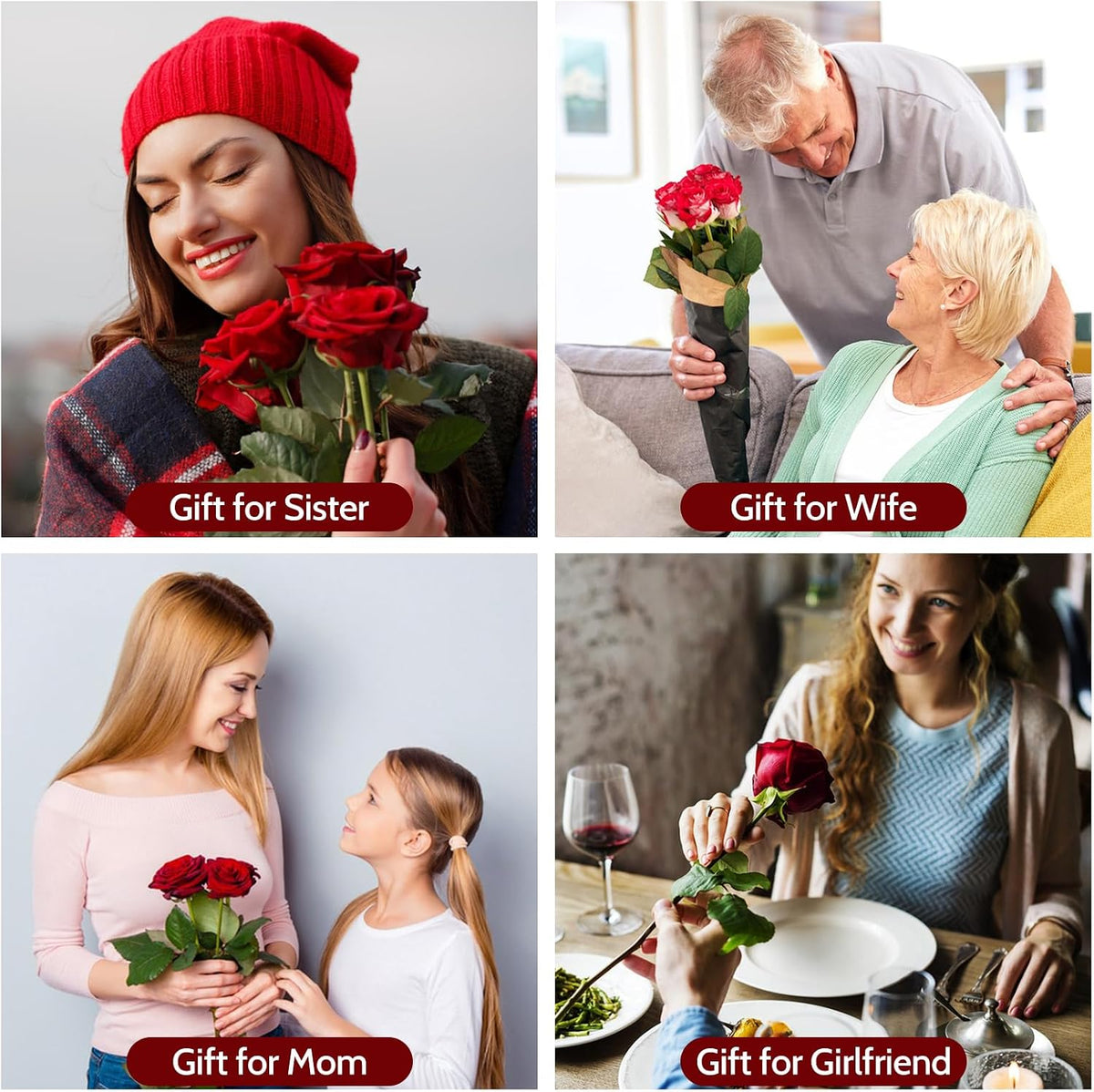 Preserved Flowers Rose Gifts for Women Mom, Mothers Day Rose Flower Gifts for Moms,Forever Real Flowers Mom Birthday Grandma Gifts, Valentines Day Gift for Her Girlfriend Wife Anniversary(Red)