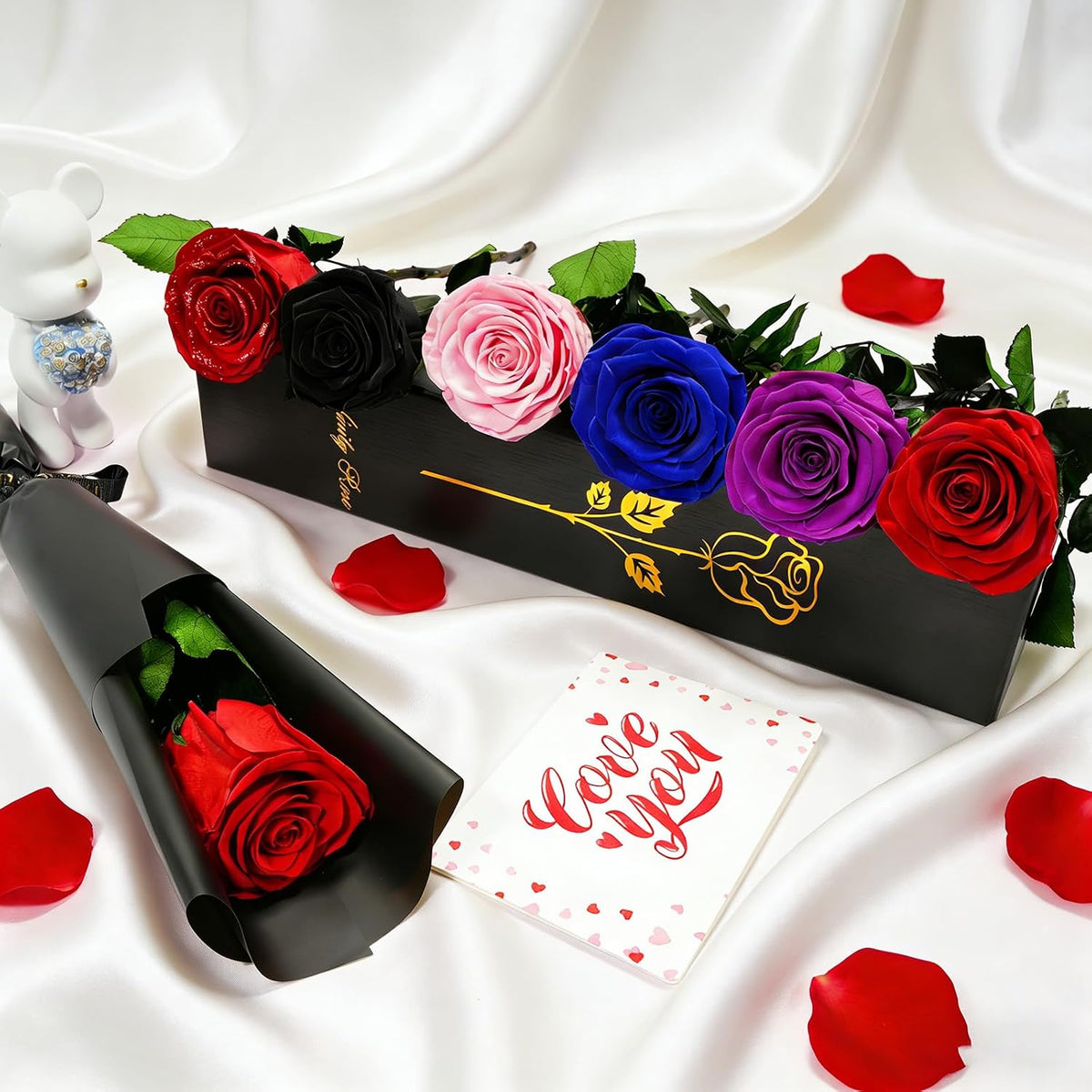 Preserved Flowers Rose Gifts for Women Mom, Mothers Day Rose Flower Gifts for Moms,Forever Real Flowers Mom Birthday Grandma Gifts, Valentines Day Gift for Her Girlfriend Wife Anniversary(Red)