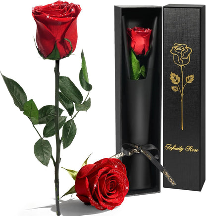 Preserved Flowers Rose Gifts for Women Mom, Mothers Day Rose Flower Gifts for Moms,Forever Real Flowers Mom Birthday Grandma Gifts, Valentines Day Gift for Her Girlfriend Wife Anniversary(Red)