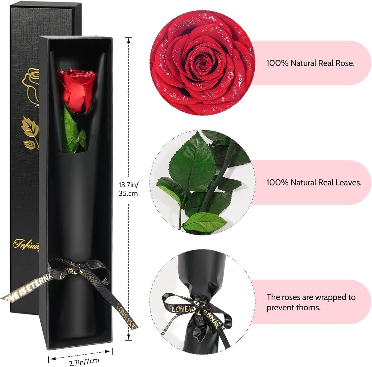 Preserved Flowers Rose Gifts for Women Mom, Mothers Day Rose Flower Gifts for Moms,Forever Real Flowers Mom Birthday Grandma Gifts, Valentines Day Gift for Her Girlfriend Wife Anniversary(Red)